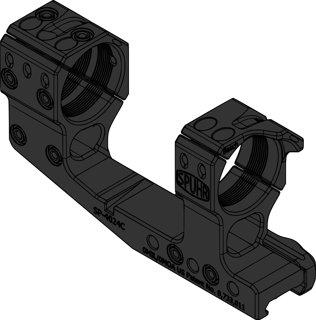 Spuhr SP-4024CM Cantilever Scope Mount Ø34 H48mm/1.89" 0MIL PIC Gen3