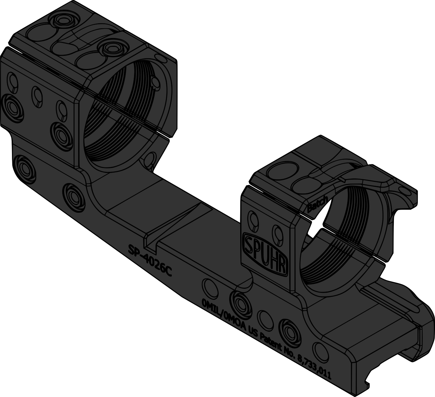 Spuhr SP-4026CM Cantilever Scope Mount Ø34 H32mm/1.26" 0MIL PIC Gen3