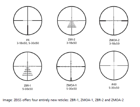 Zeiss V6 3–18x50, ballistic turret, Reticle 6, ZBR-2, ZMOA-2