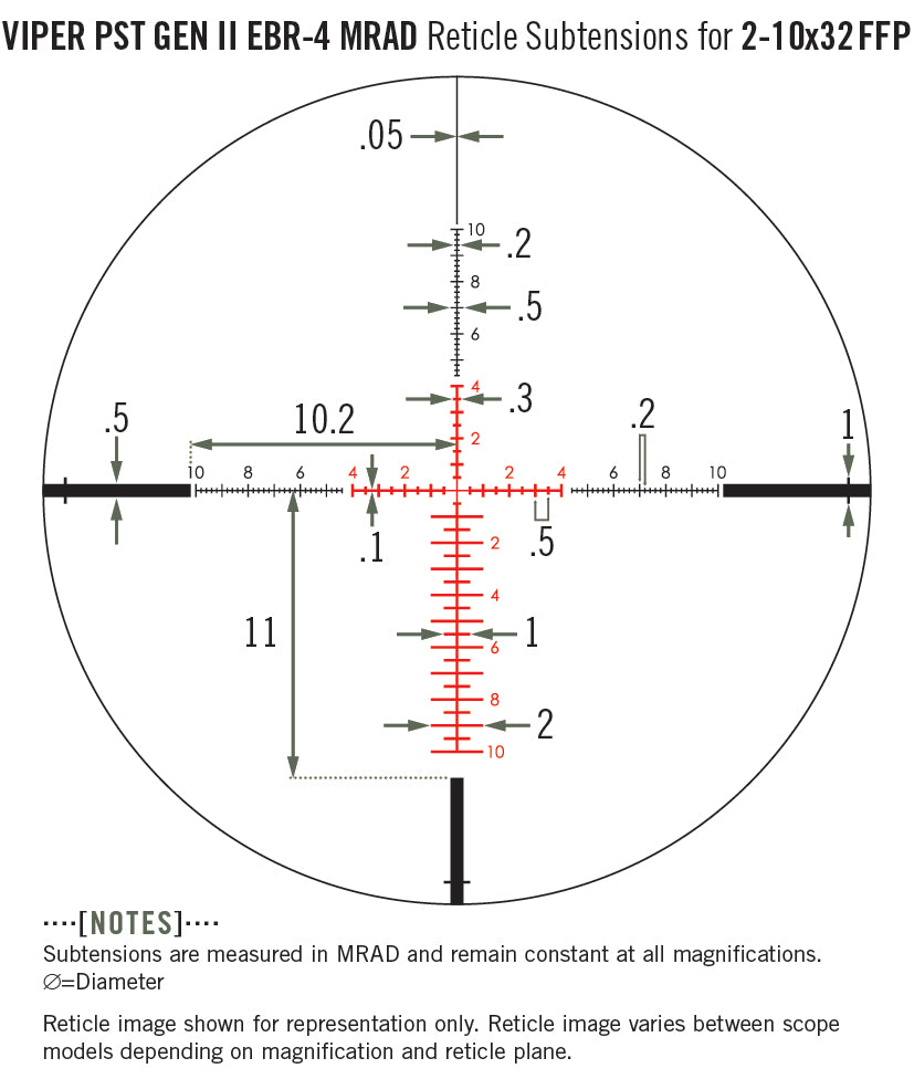 Vortex Viper PST Gen II 2-10x32 FFP EBR-4 (MRAD)