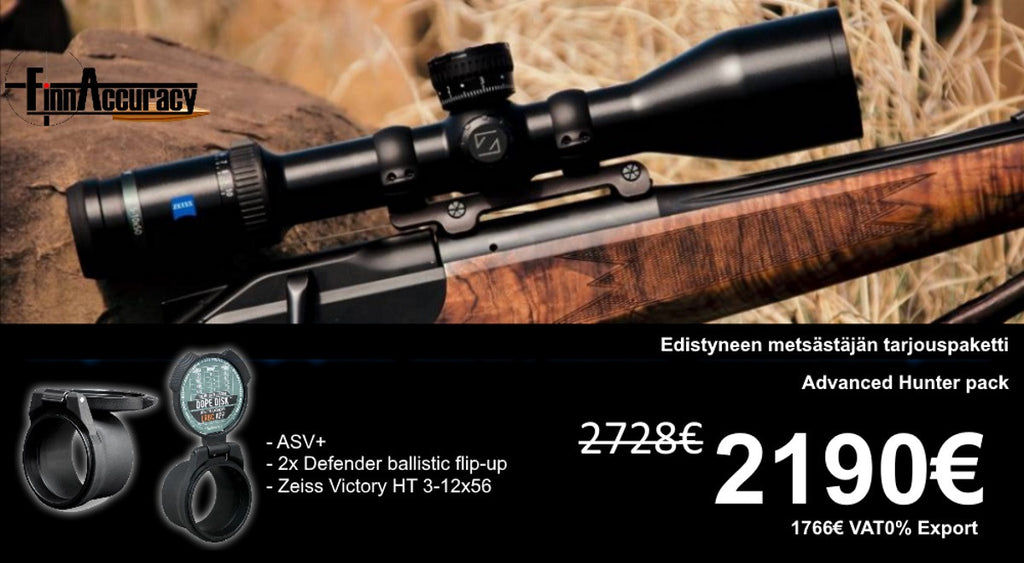 Zeiss Victory HT 3-12 ASV+ / Defender ballistic flip-up<br>Edistyneen metsästäjän tarjouspaketti<br>Advanced hunter package offer