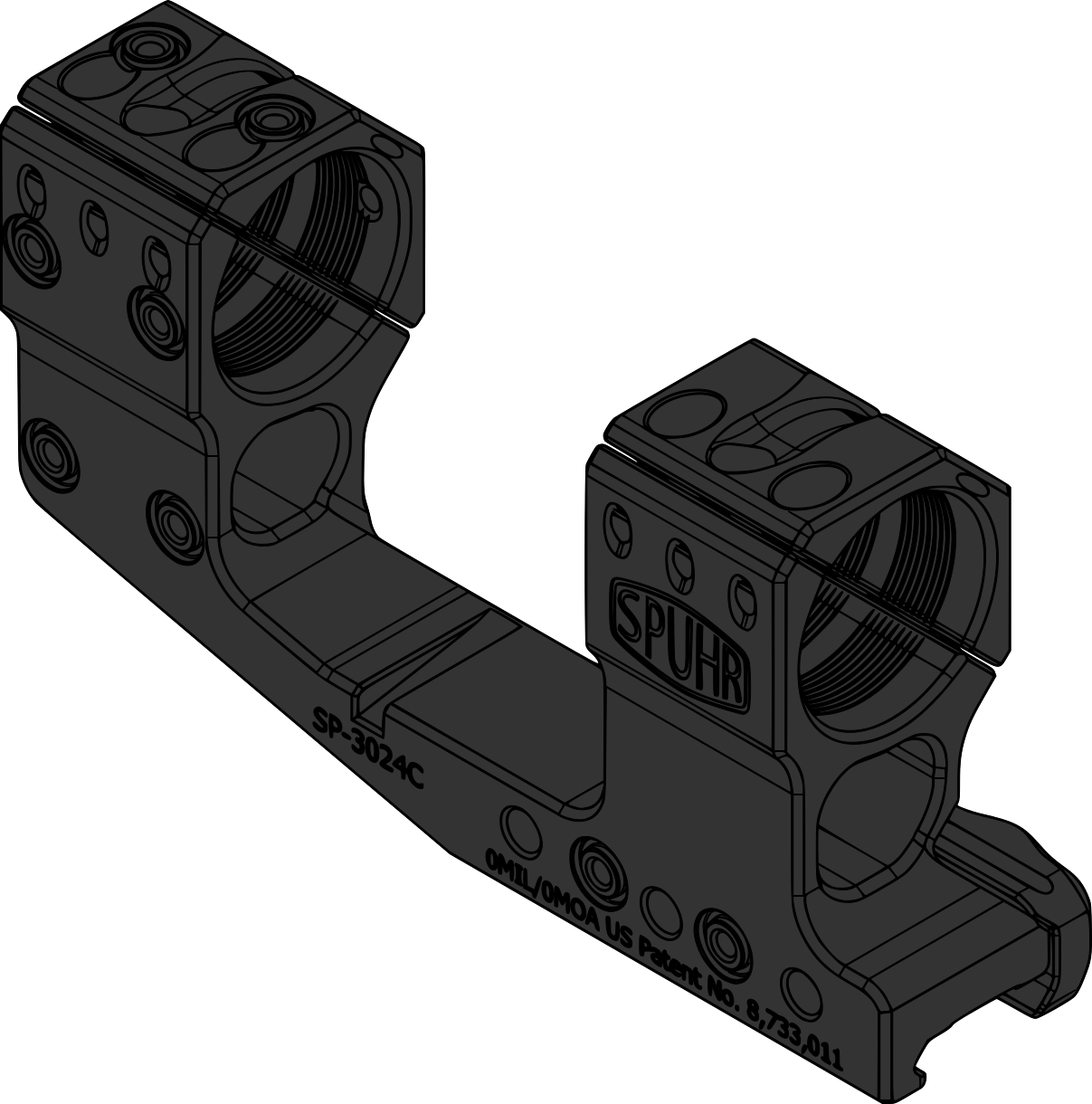 Spuhr SP-3024CM Cantilever Scope Mount Ø30 H48mm/1.89" 0MIL PIC Gen3