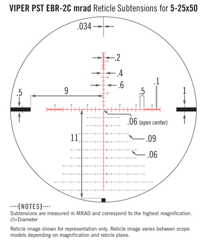 Vortex Viper PST Gen II 5-25x50 FFP EBR-2C (MRAD)
